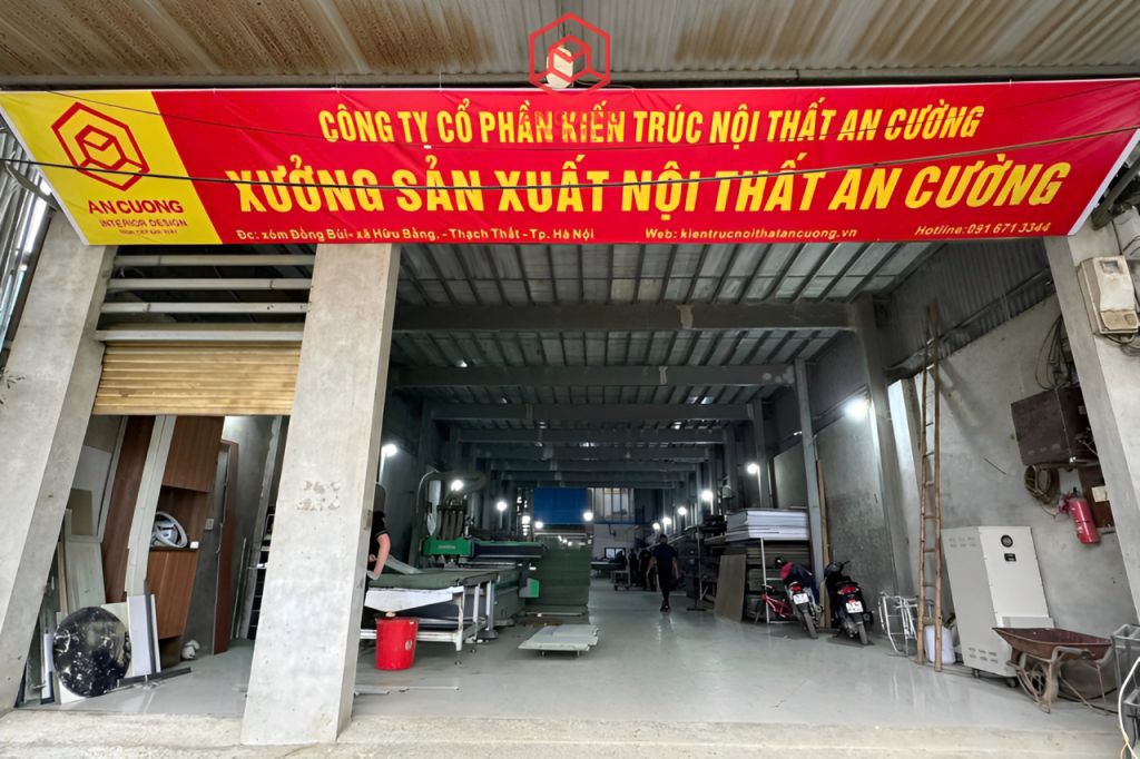 Xưởng sản xuất của công ty kiến trúc nội thất An Cường tại Thạch Thất, Hà Nội