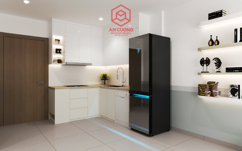 Phòng bếp hiện đại với gam màu trắng làm chủ đạo