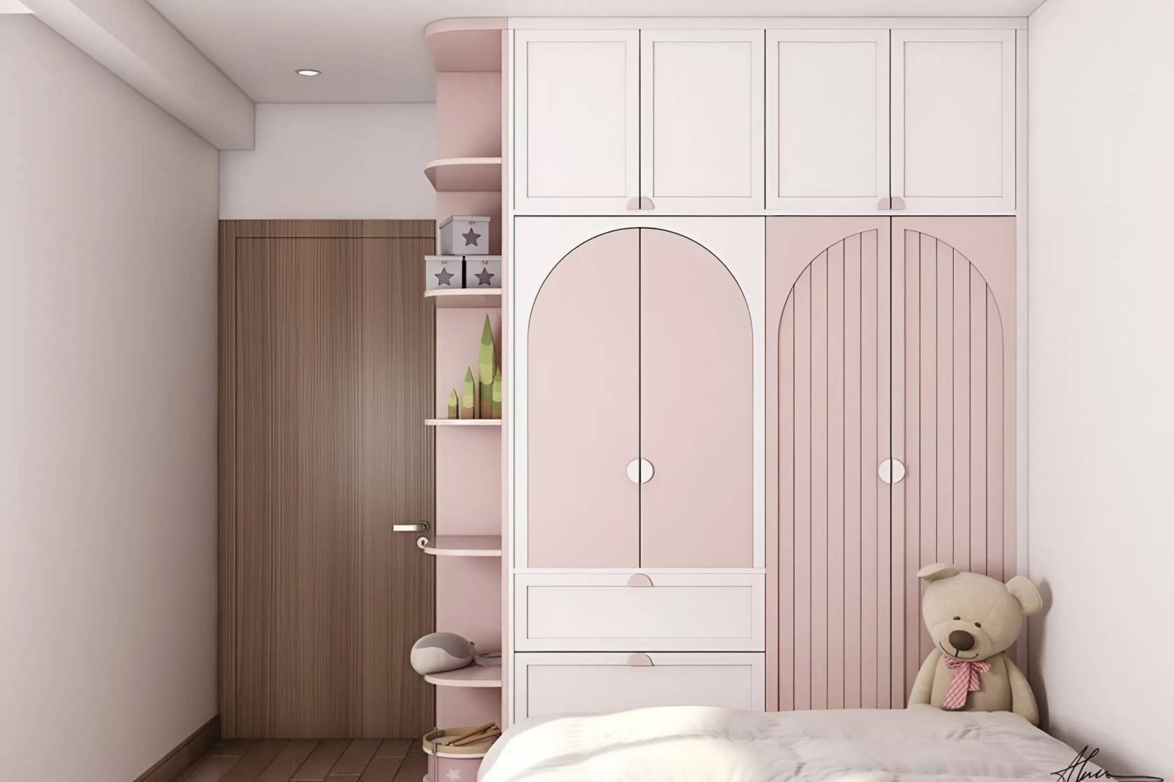 Thiết kế tủ quần áo cho bé gái dưới 15 tuổi