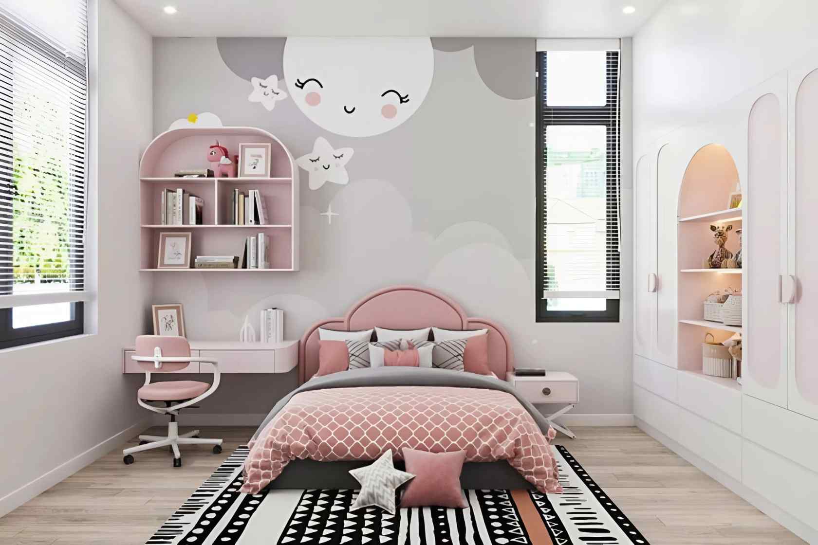 Thiết kế bàn học dành cho bé gái dưới 15 tuổi